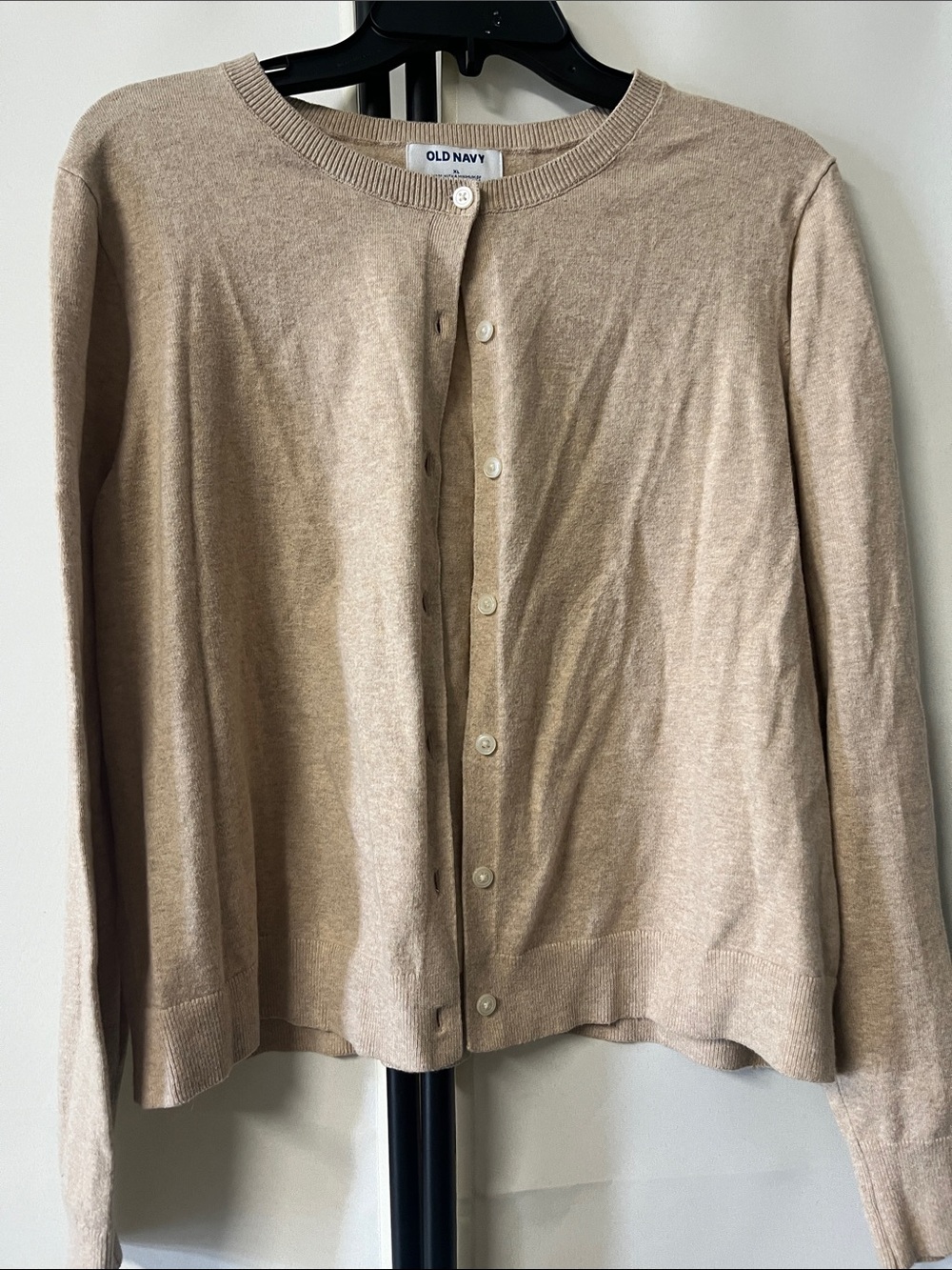 Old Navy XL Women's Light Beige Crewneck Button-Front Cardigan